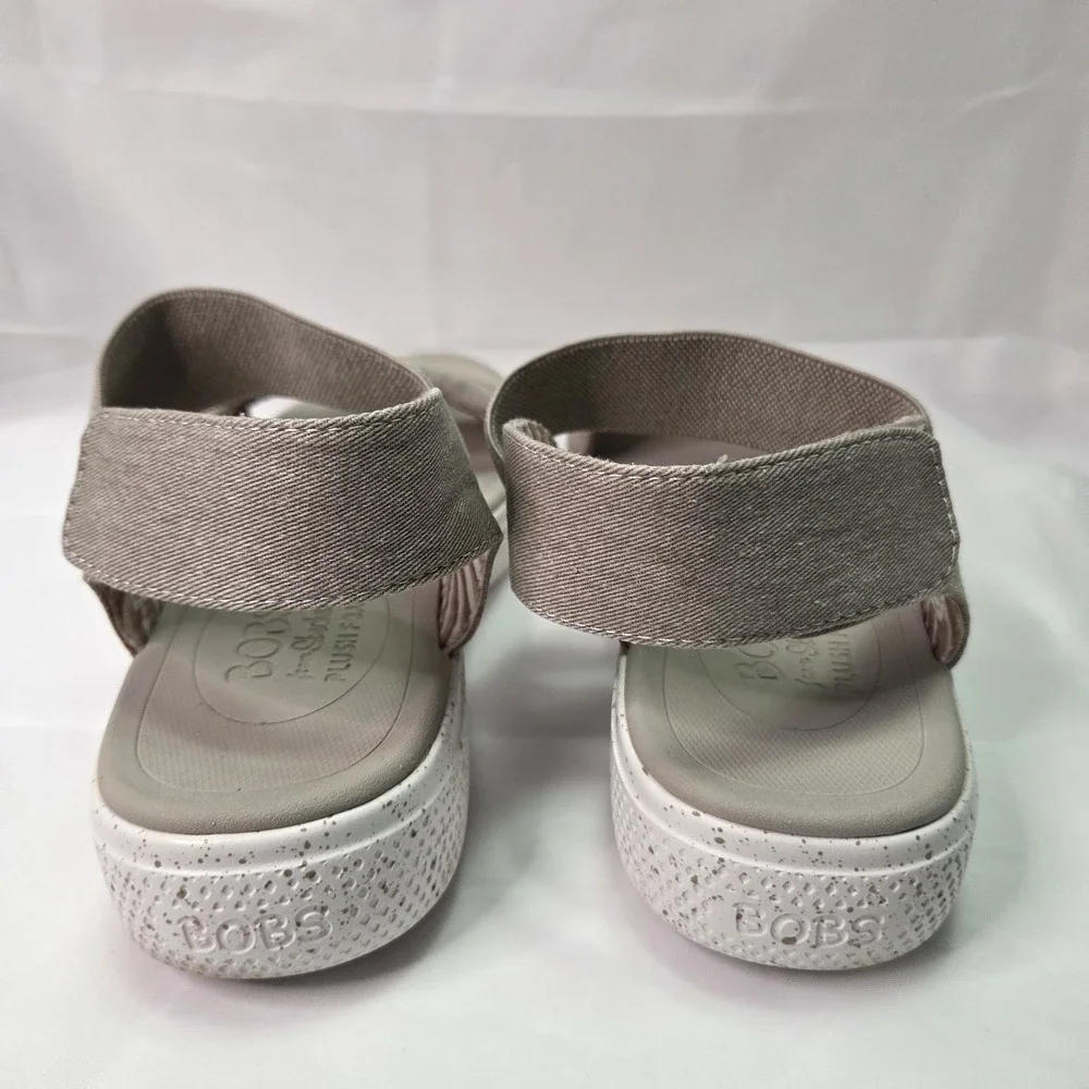 Skechers Bobs Summer Skipper Optical Chill Plush Foam Sandal Taupe Sz 9 Comfort - Picture 3 of 8